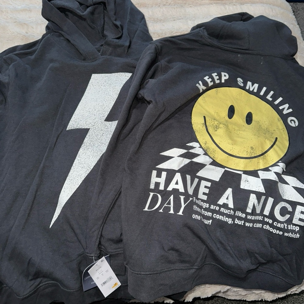 Wholesale lot of 4 boys  Graphic Hoodie - Charcoal with White and Yellow